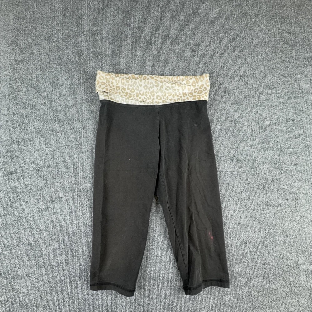 PINK‎ Victoria's Secret Leggings Womens XS Black Capri Leopard Waistband Yoga